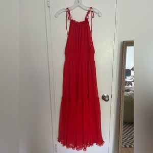Banana Republic Red Sunset Halter Maxi Dress